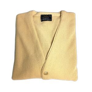 #7350 Orlon Campus Vintage Mens Cardigan sweater Tan Size XL